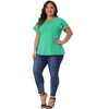 Agnes Orinda Women's Plus Size Round Neck Hollow Lace Panel Short Sleeve Casual Summer Blouses - 3 of 4