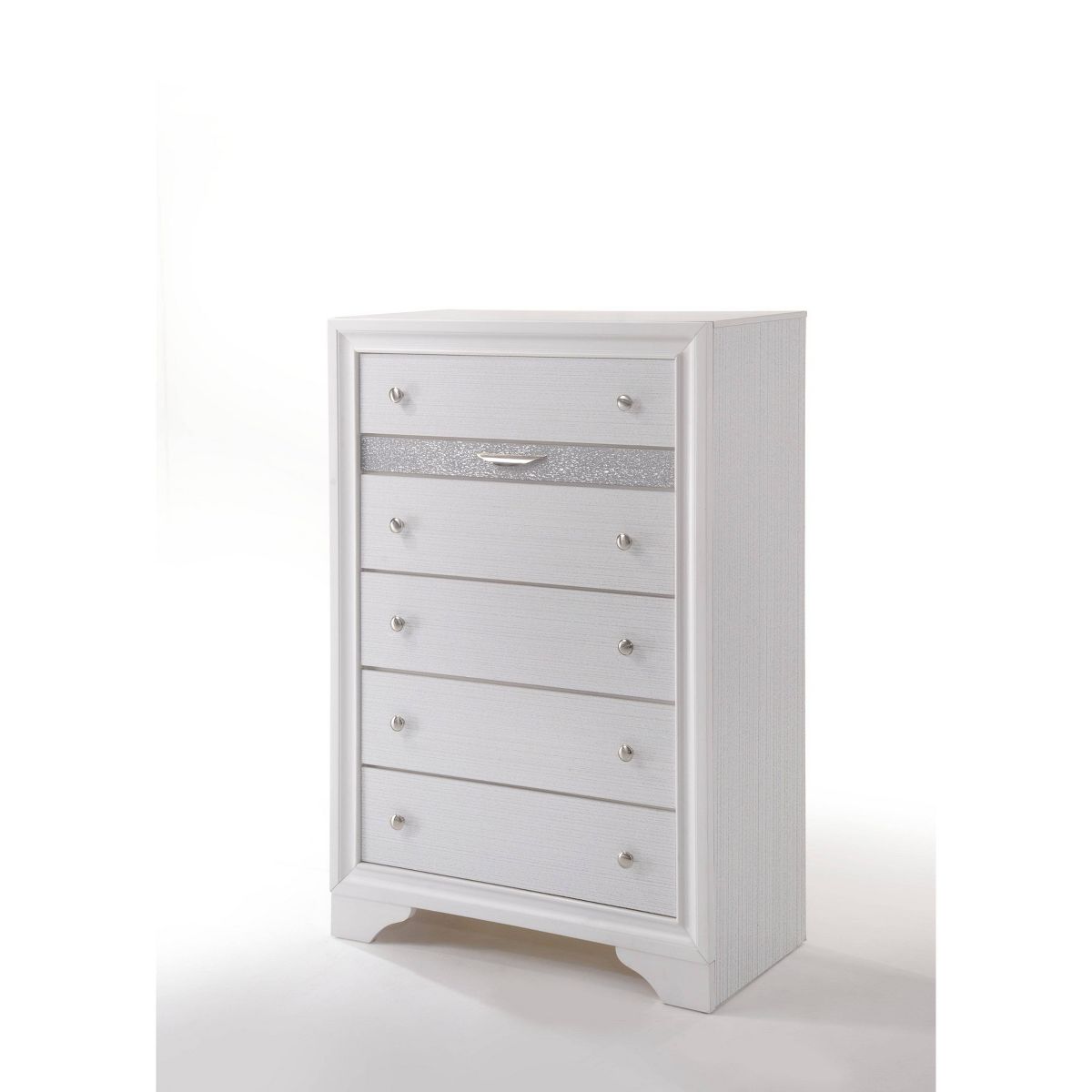 Acme Furniture 34" Naima Chest White: 5-Drawer Wood Vertical Dresser, Metal Glides, No Assembly Required - thumbnail 3