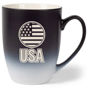 100 North United States of America 10 Ounce Black and White Two Toned Ombre, Comfortably Fits Your Hands, Ceramic Tea Coffee Cup Mug, USA - 1 of 1