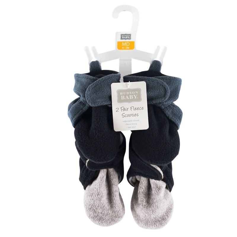 Hudson Baby Infant and Toddler Boy Cozy Fleece Booties 2pk, Blue Gray, 3 of 4