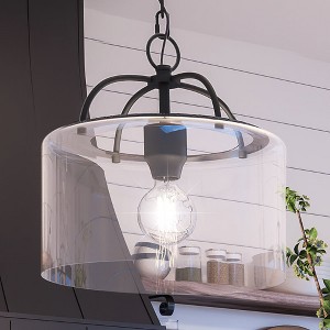 Urban Ambiance Luxury Modern Farmhouse Pendant 13''H x 13''W,  Midnight Black Finish,  Armidale Collection, UHP3977 - 1 of 4
