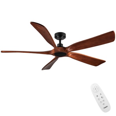 BestParts 60" Farmhouse Walnut Wood Ceiling Fan with Remote Control - No Light Included
