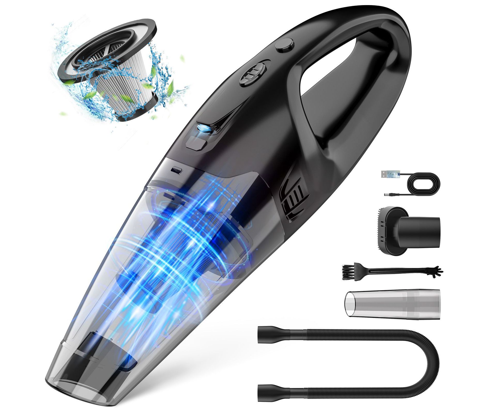 Teendow Handheld Vacuum Cordless Rechargeable,Mini Car Vacuum Cleaner with LED Light, HEPA, 1.65LBs Lightweight Vacuum Cleaner for Car/Home/Pet Hair