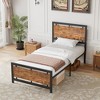 VECELO Twin/Full/Queen/King Size Bed Frame with Wooden Headboard, Metal Bed Platform No Box Spring Needed with Heavy Duty Steel Slat, Brown - 4 of 4