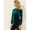 INSPIRE CHIC Women's Pocket Front Velvet Long Sleeve Casual Button Down Shirt - 3 of 4