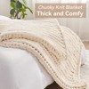 Itopfox Chunky Knit Throw Blanket, Handmade Chenille Yarn for Bed Couch, Cream Crochet Thick Blanket, Machine Washable Comfy Blanket for Home Decor - 3 of 4