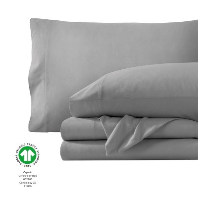 Organic Cotton Jersey Twin XL Sheet Set in Light Grey