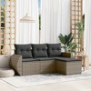 vidaXL 4 Piece Patio Sofa Set with Cushions Gray Poly Rattan - 2 of 4