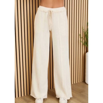 Women's Raw Edge Drawcord Wide Leg Pants - Milio Milano
