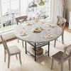 47.2 Inch Round Dining Table for 4 People, 1.6 Inch Thick Wooden Top & Metal Roman Column Legs, Round Kitchen Table 3-Layer Storage Shelves - 2 of 4