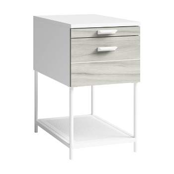 Boulevard Café Mix Material Side Table with Pull Out Tray White - Sauder