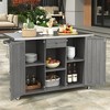 Outdoor Kitchen Islands, Patio Firewood Storage Cabinet with Foldable Stainless Steel Top, Spice Racks, Lockable Wheels -ModernLuxe - 2 of 4