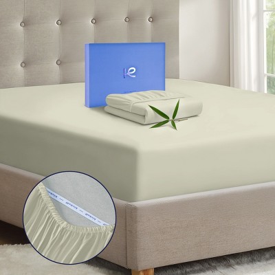 Kickoff 300 Thread Count 100% Organic Bamboo Viscose Fitted Sheet Only, Extra Deep Pocket, Cooling & Breathable, Double Stitching, Bedding Sheet