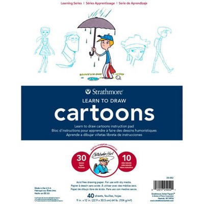 Strathmore Learn to Draw Cartoons Instructional Drawing Pad, 9 x 12 Inches, 64 lb, 40 Sheets