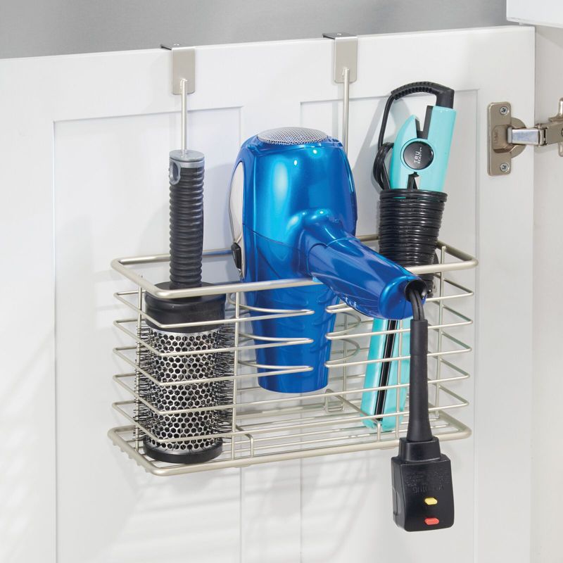 mDesign Steel Over Cabinet/Door Hair Dryer Storage Organizer Holder, 2 of 8
