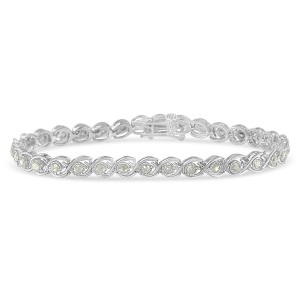 Haus of Brilliance Silver 2 cttw Miracle Plate Set Diamond Spiral Link Bracelet - - 1 of 4
