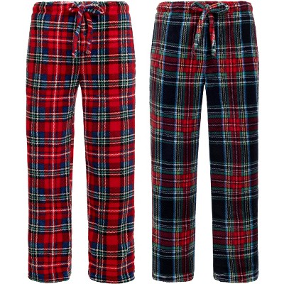 ADR Women's 2-Pack Plush Fleece Pajama Bottoms with Pockets, Winter PJ  Lounge Pants, Pack 1 Size 3X Large