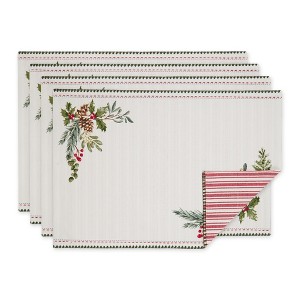 Design Imports Heritage Holiday Sprigs Reversible Embellished Placemat Set/4 - 1 of 4