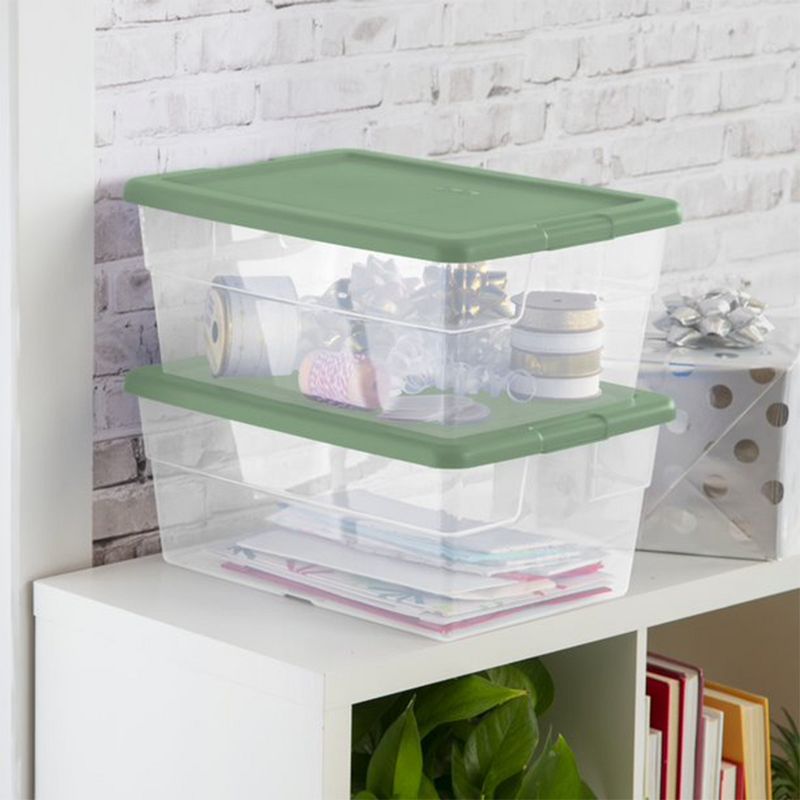 Sterilite Stackable Clear Home Storage Box with Handles and Blue Lid for Efficient Household Storage and Organization, 6 of 8