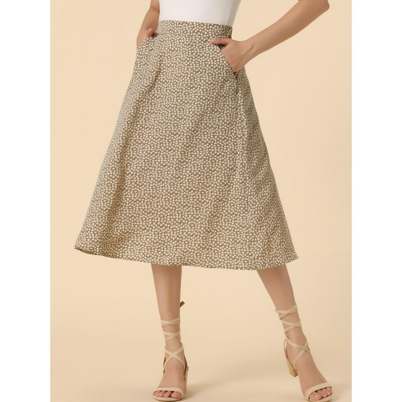 Allegra K Women's Chiffon Summer Vintage Floral Print A-Line Midi Skirts, 2 of 6
