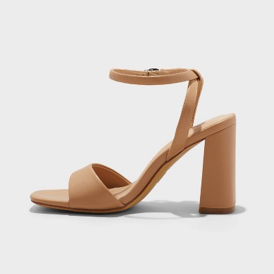 Women Haley Ankle Strap Single Band Flare Heels with Memory Foam Insole
