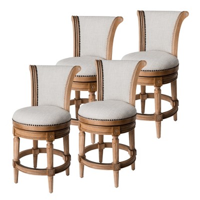 Maven Lane Wooden Swivel Upholstered Kitchen Stool, Set of 4