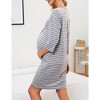 Women's Maternity Nightgown 3/4 Sleeve Striped Nursing Sleepshirt Button Breastfeeding Sleep Dress - 4 of 4