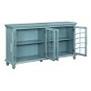 Treasure Trove Accents 4 Door Credenza Tahoe Blue: Glass Inlay, Turned Bun Feet, Media Storage - 4 of 4