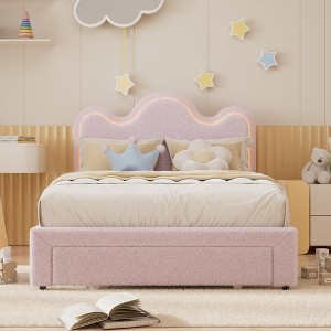 Whizmax Bed Frames Lamb Velvet Twin Beds Cute Platform Bed Frame for Girls, Boys,Sturdy Platform Bed, No Box Spring Needed, Wooden Slats, Noise Free - 1 of 4