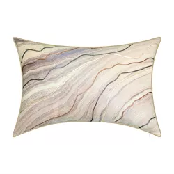 13"x20" Oversize Corded Marble Lumbar Throw Pillow Beige - Edie@Home