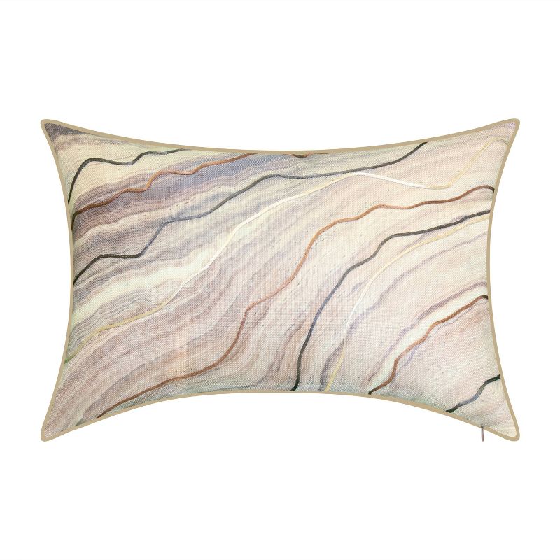 13&#34;x20&#34; Oversize Corded Marble Lumbar Throw Pillow Beige - Edie@Home, 1 of 9