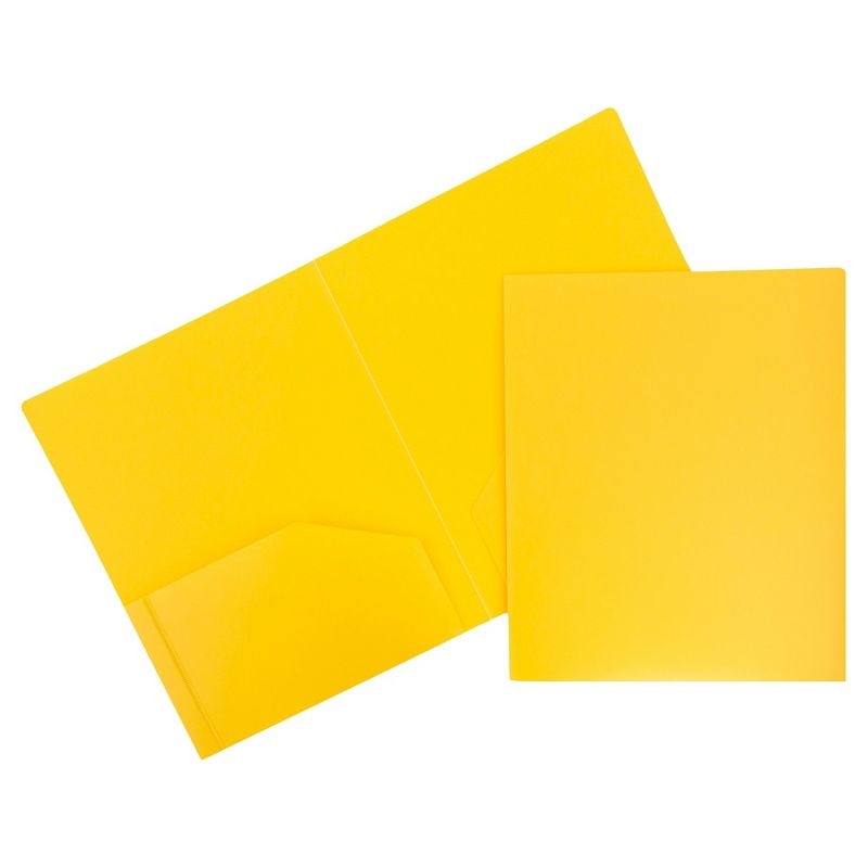 JAM 6pk 2 Pocket Heavy Duty Plastic Folders - Yellow, 1 of 11
