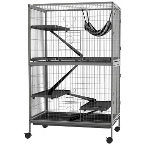 50" H Rolling Small Animal Cage with Hammock, Ferret Cage, Chinchilla Cage, Pet Habitat with 4 Doors - 1 of 4