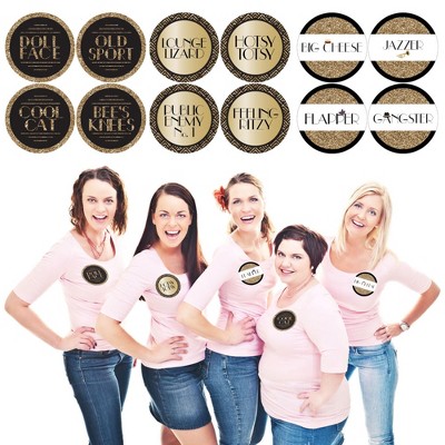 Big Dot of Happiness Roaring 20's - 1920s Art Deco Jazz Party Funny Name Tags - Party Badges Sticker Set of 12