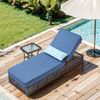Outdoor Chaise Lounge with Side Table Set, Adjustable Outdoor Chaise Lounge Chair with 5 Adjustable Positions, Patio Chaise Lounge Chair with Cushion