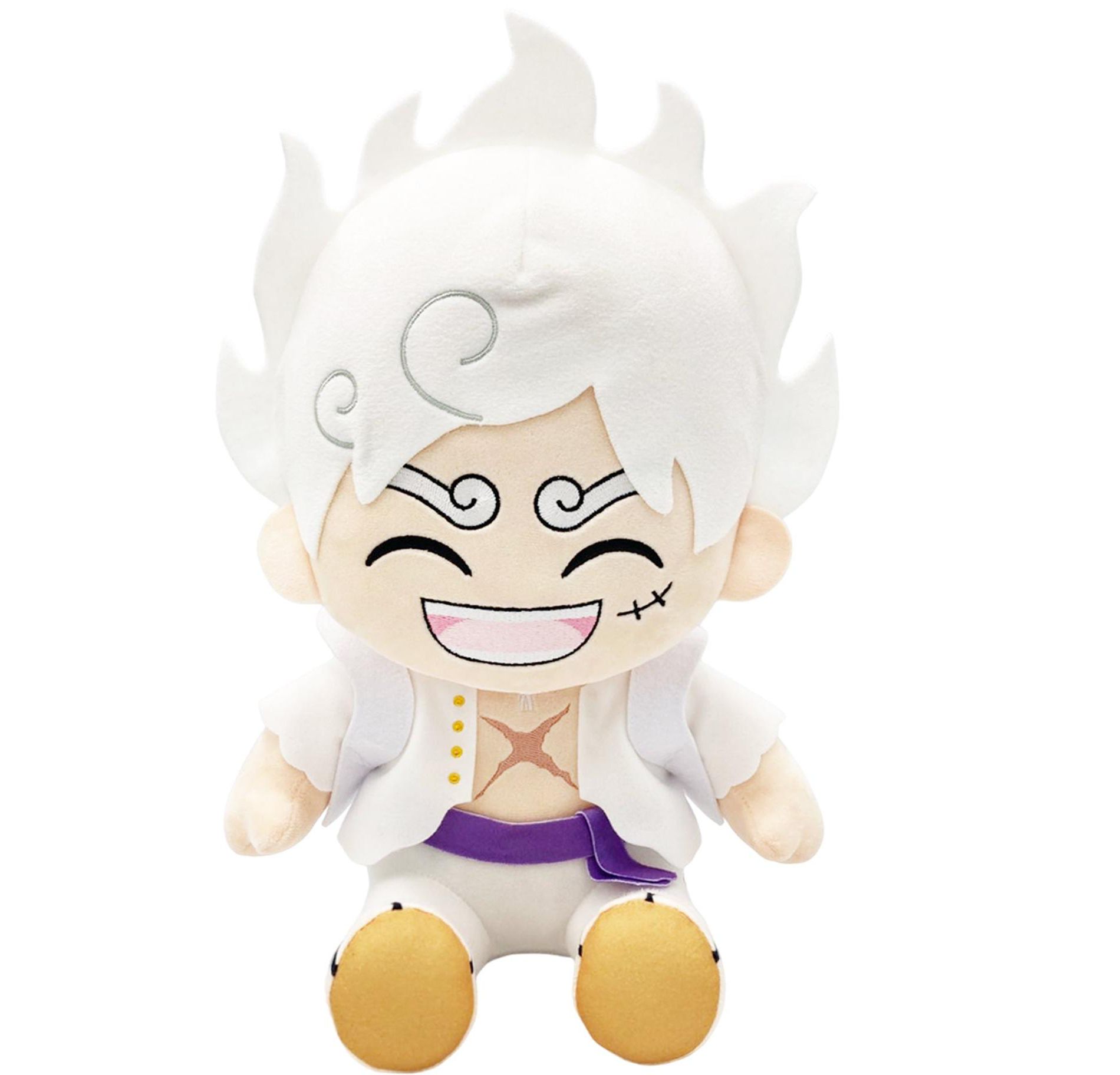 One Piece: Monkey D. Luffy Gear 5 Laugh Sitting Pose Plush 12"H