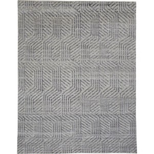 Tan and Gray Wool Geometric Hand Knotted Area Rug - 1 of 4