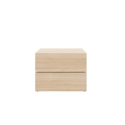 Nexera James 2 Drawers Nightstand Natural Blonde Oak: Modern Lacquered Wood Composite, 1 Year Warranty