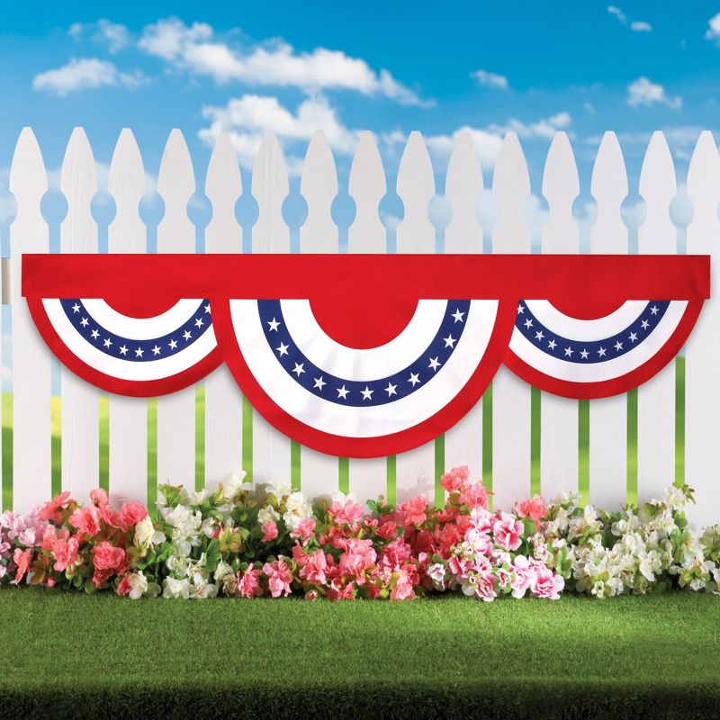 Collections Etc Triple Patriotic Banner Fence Decoration Red, 4 of 5