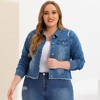 Agnes Orinda Women's Plus Size Classic Denim Long Sleeve with Pockets Fashion Jean Jackets - 2 of 4