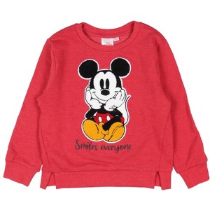 Seven Times Six Disney Toddler Boys' Mickey Mouse Tufted Patch Smiles Everyone Sweatshirt Red - 1 of 3