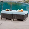 COWLOWN Blue 2 Piece Patio Ottomans Set, Weather-Resistant Wicker Footstools with Cushions for Deck, Porch, Backyard - 4 of 4