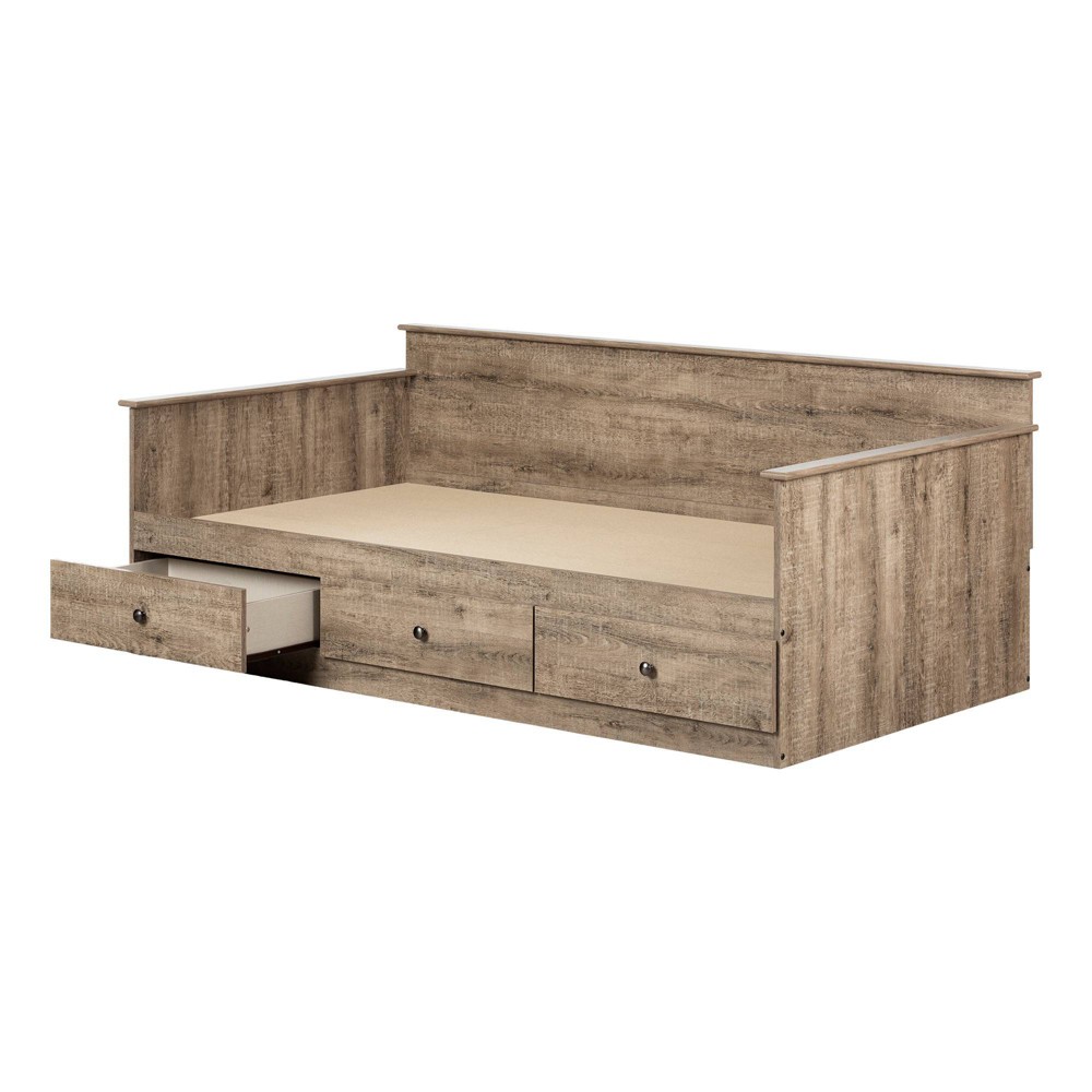Photos - Bed Frame Twin Tassio Daybed with Storage Weathered Oak - South Shore