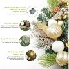 Pre-Lit Christmas Wreaths for Front Door with 20 Lights, Outdoor 2 Pcs Christmas Door Wreath Featuring Magnolia Wreath, Gold White Ball, Poinsettia - 4 of 4