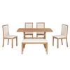 CAVINAS Dining Table Set for 6 Kitchen Table Wood Dining Table Set with Trestle Legs 4 Upholstered Dining Chairs and Bench for Dining Room - 3 of 4