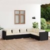 vidaXL 6-Piece Black Poly Rattan Patio Lounge Set with Cream Cushions – Modular Design for Customlayout, Outdoor Weatherproof Furniture - 2 of 4
