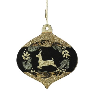 Kurt S. Adler 4” Reindeer Silhouette Onion Drop Christmas Ornament - Gold/Black