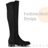 Perphy Women's Round Toe Zipper Block Heels Knee High Boots - 4 of 4