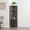 HomeRoots 71" Dark Brown Wood Corner Bar Cabinet - 2 of 4