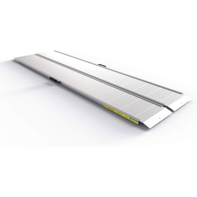 EZ-ACCESS TRAVERSE Durable Aluminum All Weather Portable Folding Loading Ramp with Carrrying Handles, Silver